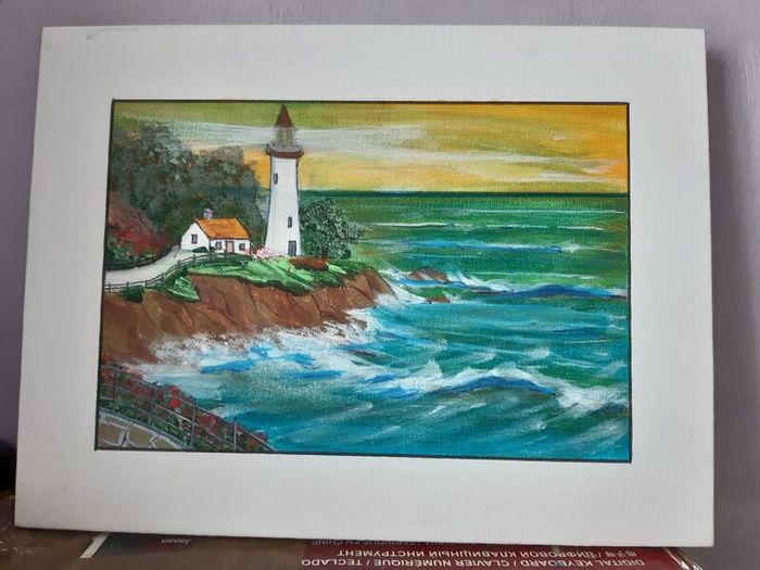 Acrylic Painting Lighthouse by the sea