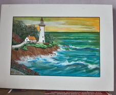 Acrylic Painting Lighthouse by the sea