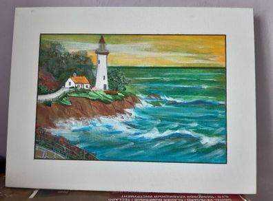 Acrylic Painting Lighthouse by the sea