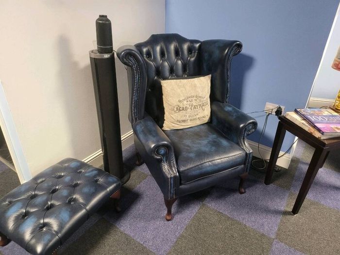 Chesterfield sofa ,armchair and footstool