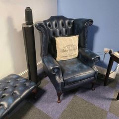 Chesterfield sofa ,armchair and footstool