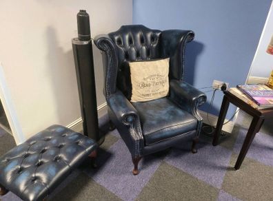 Chesterfield sofa ,armchair and footstool