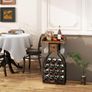 Wine Rack Freestanding Floor,Wine Storage 15 Bottles Bottle Rack with Glass Holders, Mini Bar Wine Cabinet with Storage Drawer for Home Bar Kitchen Dining Room,Rustic Brown, Image 5