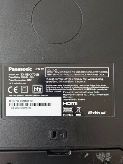 TX-55HX700B - 55" Panasonic Smart Android 11 TV with centre pedestal