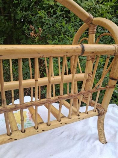 Vintage Bamboo and Rattan Magazine Rack