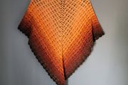 Handmade crochet triangle shawl wrap. Orange brown  gradient ombre lacy shawl