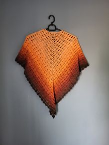 Handmade crochet triangle shawl wrap. Orange brown  gradient ombre lacy shawl