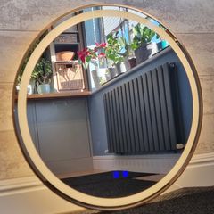 LED Bathroom Mirror Fogless Touch Switch Demister Gold Frame Dual LED