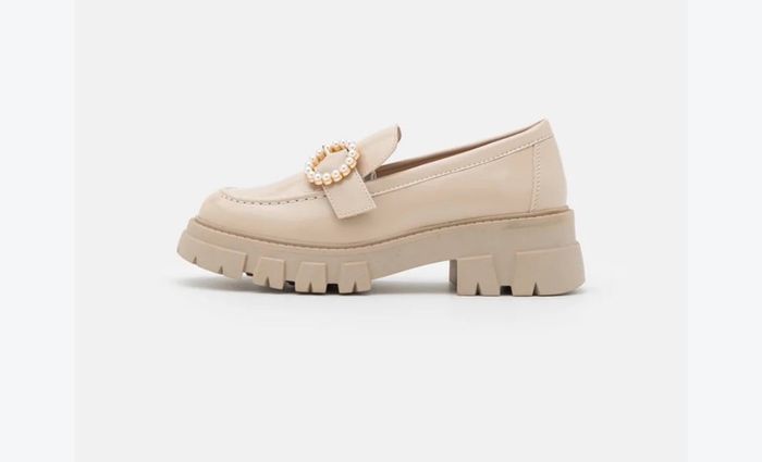 Anna Field pearl buckle loafers
