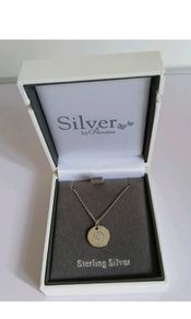 Silver by Absolute Sterling Silver Initial O CZ Disc Pendant Necklace New Boxed  CAN POST