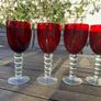 Ruby Red Wine Goblets With Clear 5 Bubble Stem - Set of 4 Image 2
