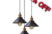 3 Lights Industrial Ceiling Light, Retro Industrial Pendant Light, Vintage Edison Style Metal Hanging Light Fixture Chandelier for Kitchen Bedroom Living Dining Room (FREE SHIPPING)