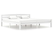 Bed Frame White Solid Pinewood 180x200 cm
