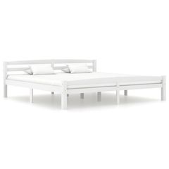 Bed Frame White Solid Pinewood 180x200 cm