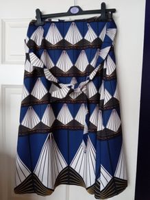 Marks and spencers knee length blue and white skirt
