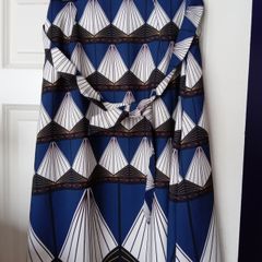 Marks and spencers knee length blue and white skirt