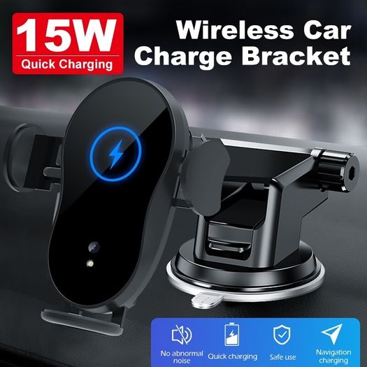 New 15W Qi Auto-Clamping Fast Wireless Car Charger Black