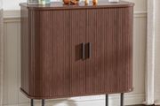 Buffet Storage Cabinet for Living Room, Kitchen Cupboard with Tambour Sliding Door, Storage Unit for Modern Home Dinning Room,Walnut