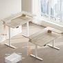 Standing Desk with Drawers, 120cm Height Adjustable Desk, Electric Standing Desk with Monitor Stand, Sit Stand Desk with USB Port, Ergonomic Computer Table for Home Office, Beige Image 3