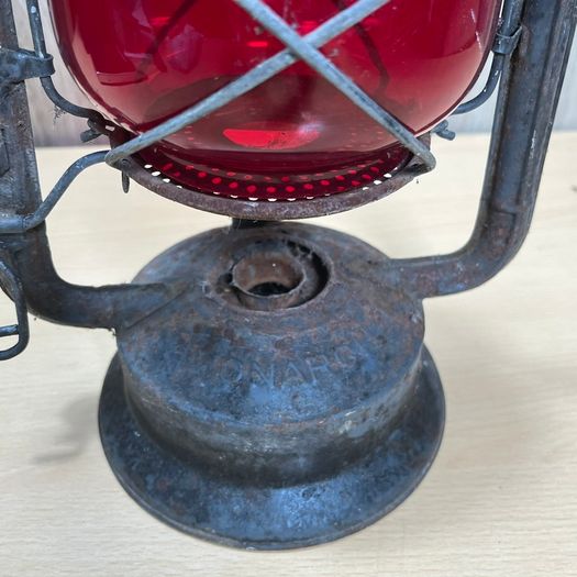 Vintage Dietz Monarch Kerosene Railway Lantern Red Glass Globe -For Restoration PROP