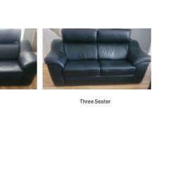 Granfort Black Leather Sofas for sale