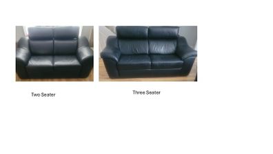 Granfort Black Leather Sofas for sale