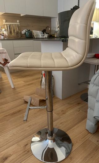 Pair of Cream/Beige Adjustable Bar Stools