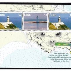 1997 Ireland Lighthouse Commemorative Stamps Booklet Pane Showing The Baily Lighthouse Mint Never Hinged (MNH). Hibernian HP93.