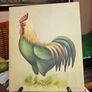 Pair of Vintage French Rooster Wood Panel Paintings - Signed Et. Latour Image 3