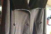 Brown fur trim wool coat