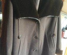 Brown fur trim wool coat