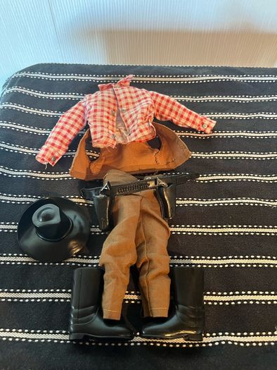 Vintage Action Man cowboy uniform and flocked hair figure