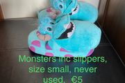 Monsters inc. slippers, size small, never worn