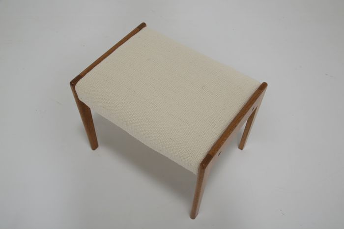 Vintage Studio Donegal Tweed and Oak Stool, 1960s.
