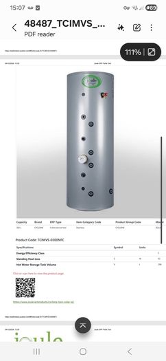 Joule Solar cylinder for sale 300 litre