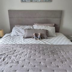 Free Double King Padded Fabric Headboard Modern and Clean (Must Collect)