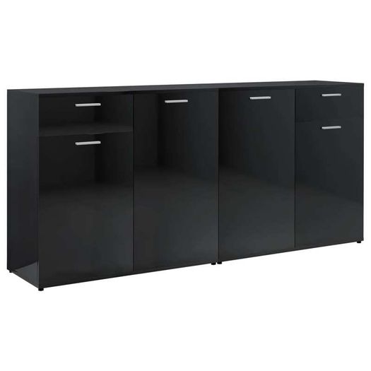Sideboard High Gloss Black 160x36x75 cm Chipboard