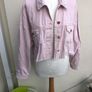 Misguided Pink Denim Crop Jacket Size 16 XL oversized Image 3