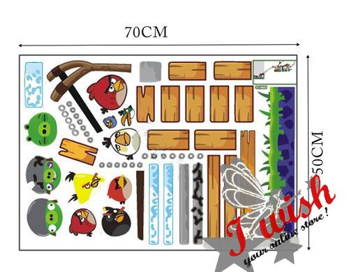 Funny ANGRY BIRDS Colour Reusable Wall Stickers