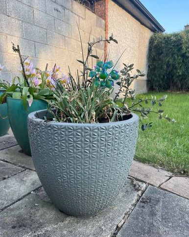 Medium Grey Earthenware Flower Pot- 2 available