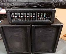 speakers. amp and stands