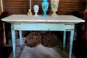 19th century painted pine table with marble top