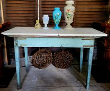 19th century painted pine table with marble top