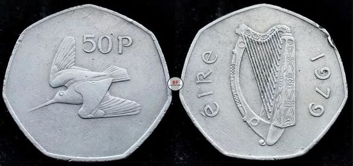 [#519] - Ireland 1979 | Irish 50p | 50 Pence | Woodcock | KM.24