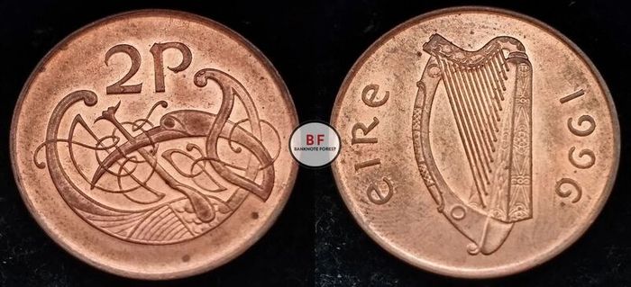 [#2279] - Ireland 1996 | 2 Pence | Irish 2p | KM.21a | UNC