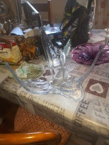 Vintage Large French Crystal Glass Centerpiece, likely from the 1960s 1970s, Postage Available or Collection
