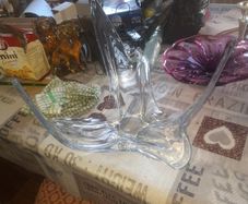 Vintage Large French Crystal Glass Centerpiece, likely from the 1960s 1970s, Postage Available or Collection