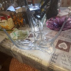 Vintage Large French Crystal Glass Centerpiece, likely from the 1960s 1970s, Postage Available or Collection