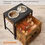 Raised Dog Bowl for Large Dogs, Feeding Bowl with Frame, Raised Feeding Bowl with Drawer, Feeding Station, 2 Bowls, 39 cm High, Vintage Brown Image 2