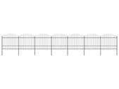 Garden Fence with Spear Top Steel (1.5-1.75)x11.9 m Black